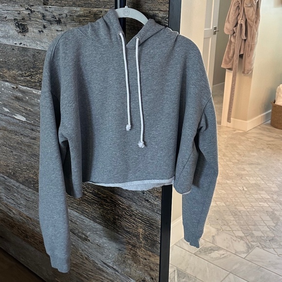Wild Fable Cropped Hooded Sweatshirt in Heather Gray - Picture 2 of 8
